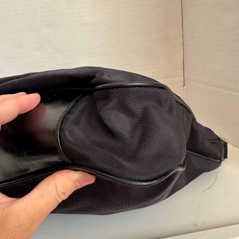 Gucci Large black bag bamboo handle shoulder purse Nylon vintage classic design - Picture 7 of 17